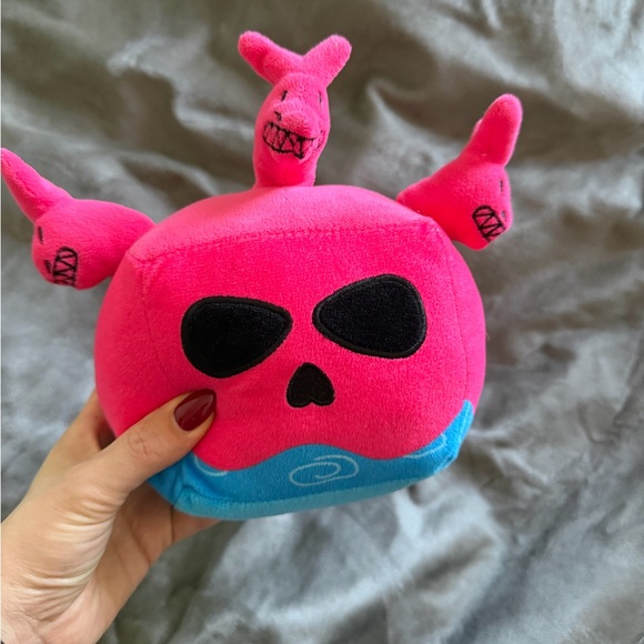 Pink and Blue Plush Toy with Skulls - Picture 2 of 2